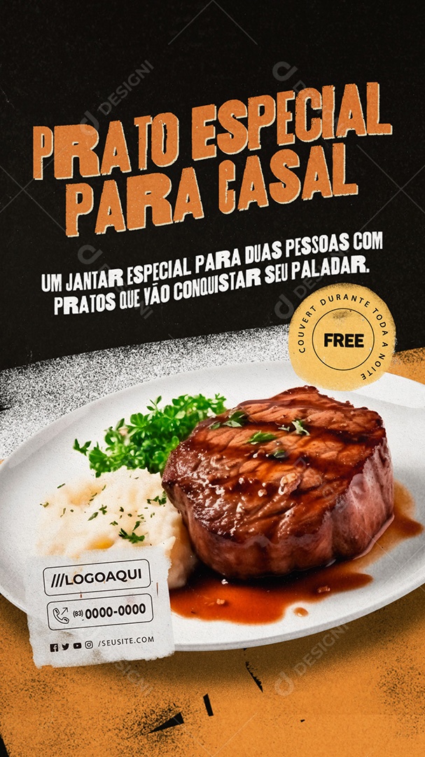 Story Pub Prato Especial para Casal Social Media PSD Editável