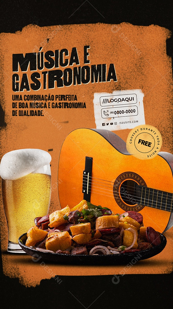 Story Pub Música e Gastronomia uma Combinação Perfeita Social Media PSD Editável