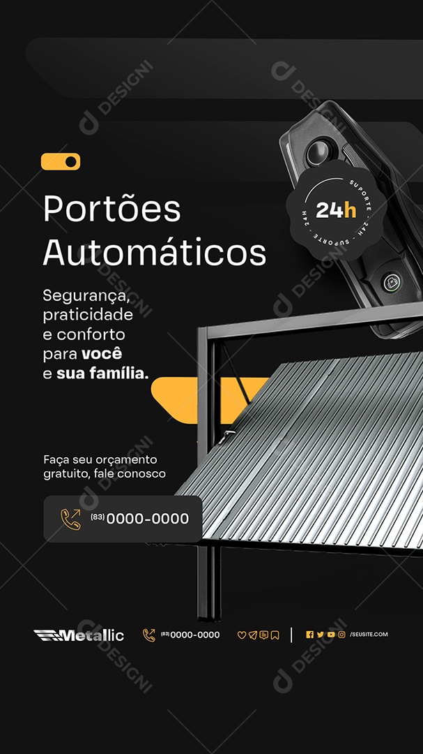 Story Portões Automático Segurança Praticidade e Conforto Social Media PSD Editável