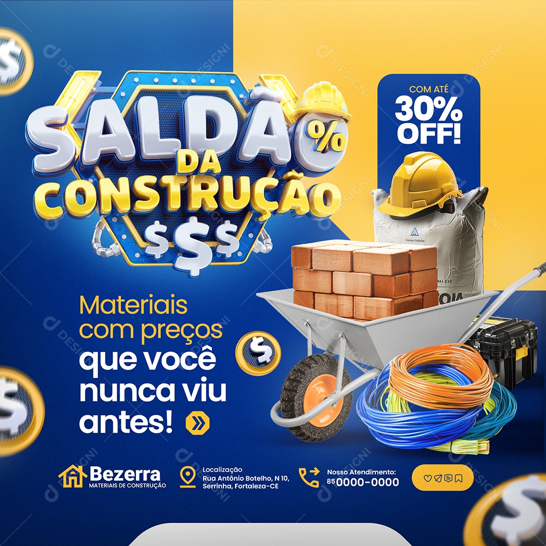 Saldão Da Construção Com Até 30% Off Social Media PSD Editável