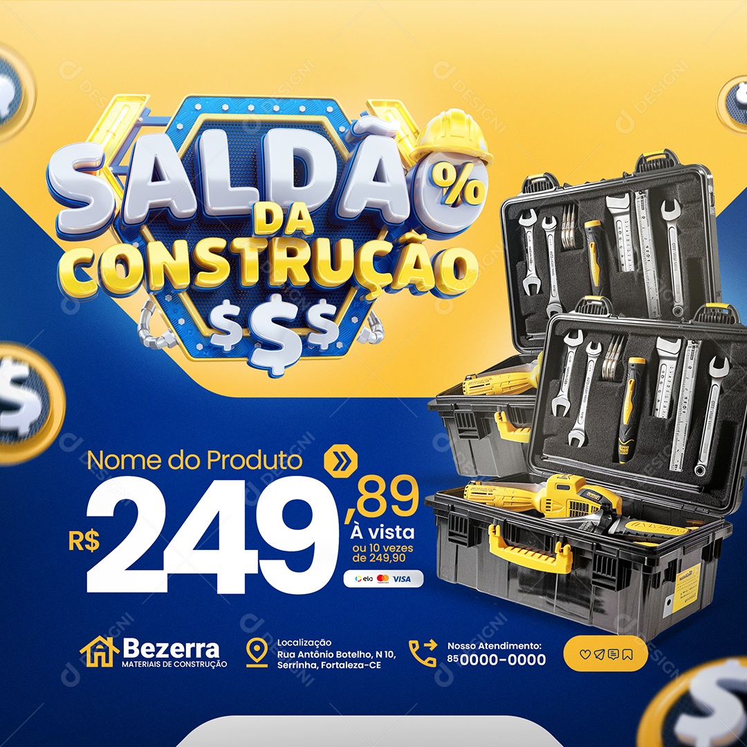 Saldão Da Construção Caixa de Ferramentas Social Media PSD Editável