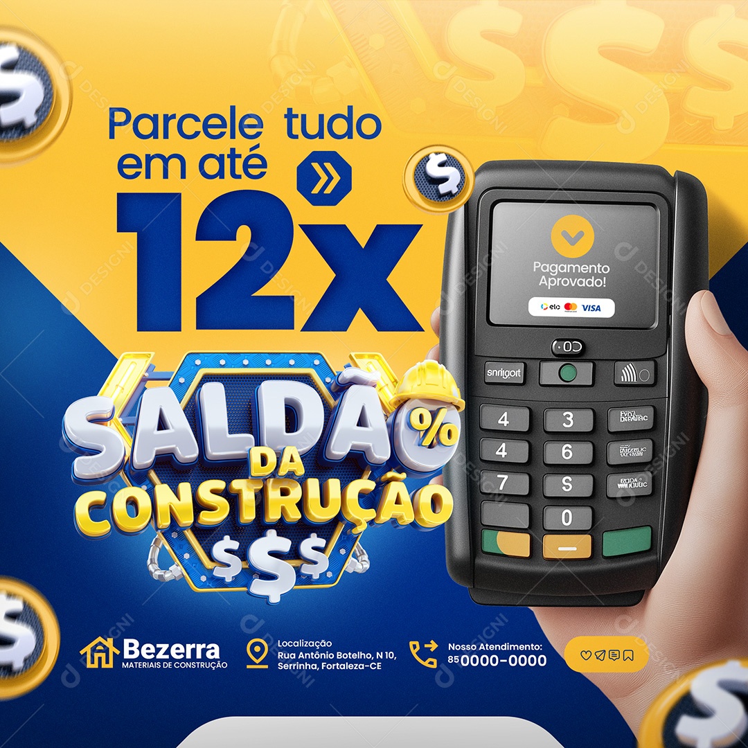 Saldão Da Construção Parcele Tudo em Até 12x Social Media PSD Editável