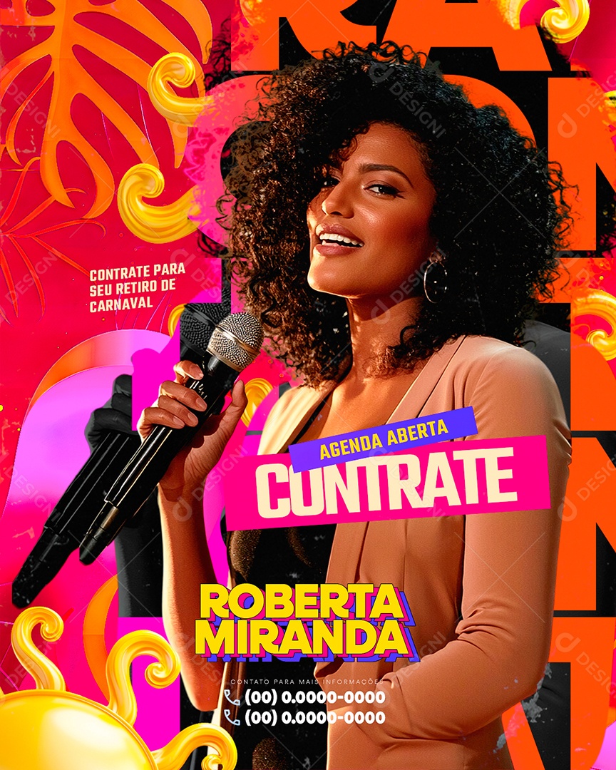 Flyer Gospel Agenda Aberta Contrate Roberta Miranda Social Media PSD Editável