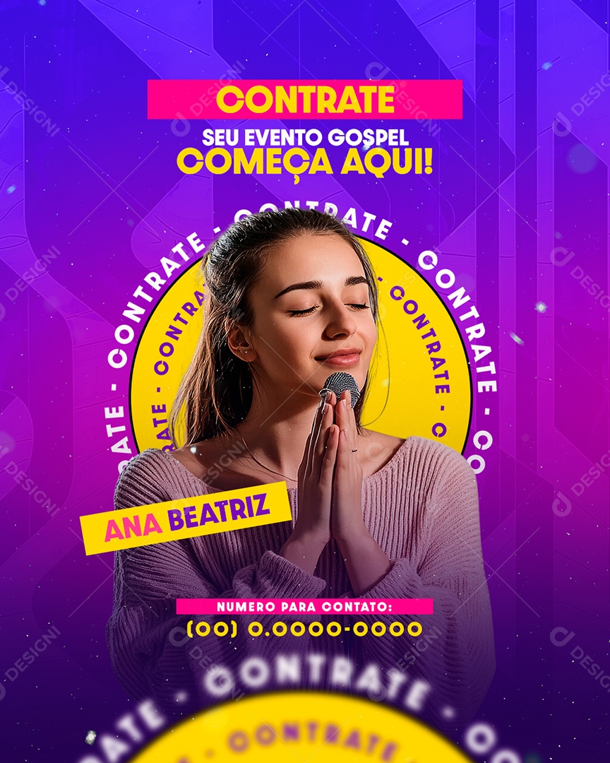 Flyer Gospel Contrate Seu Evento Gospel Começa Aqui Social Media PSD Editável