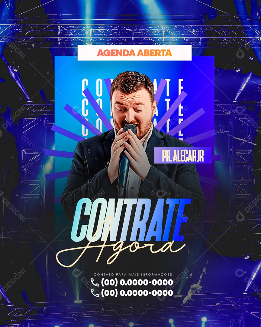 Flyer Gospel Agenda Aberta PR Alecar JR Contrate Agora Social Media PSD Editável