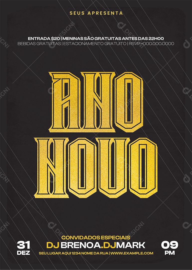 Ano Novo Social Media PSD Editável