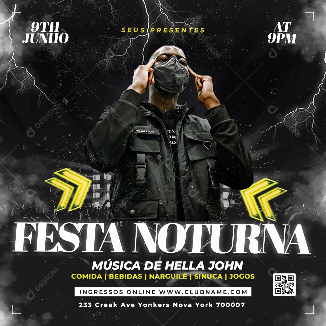 Festa Noturna Social Media PSD Editável