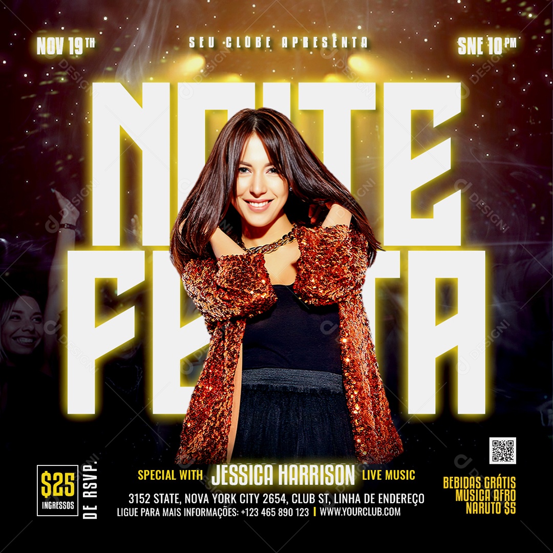 Noita da Festa Social Media PSD Editável