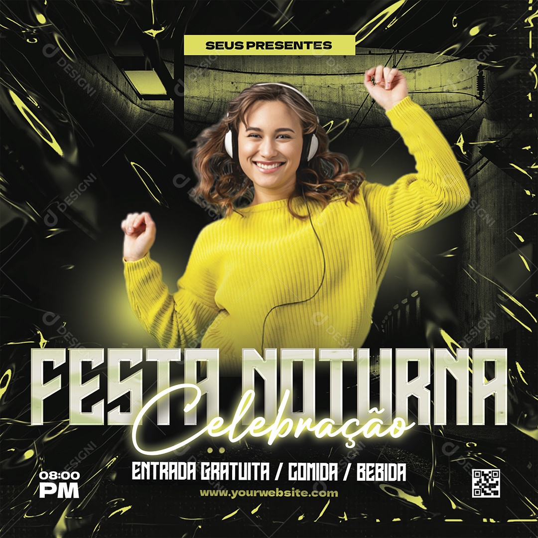 Festa Noturn Celebração Social Media PSD Editável