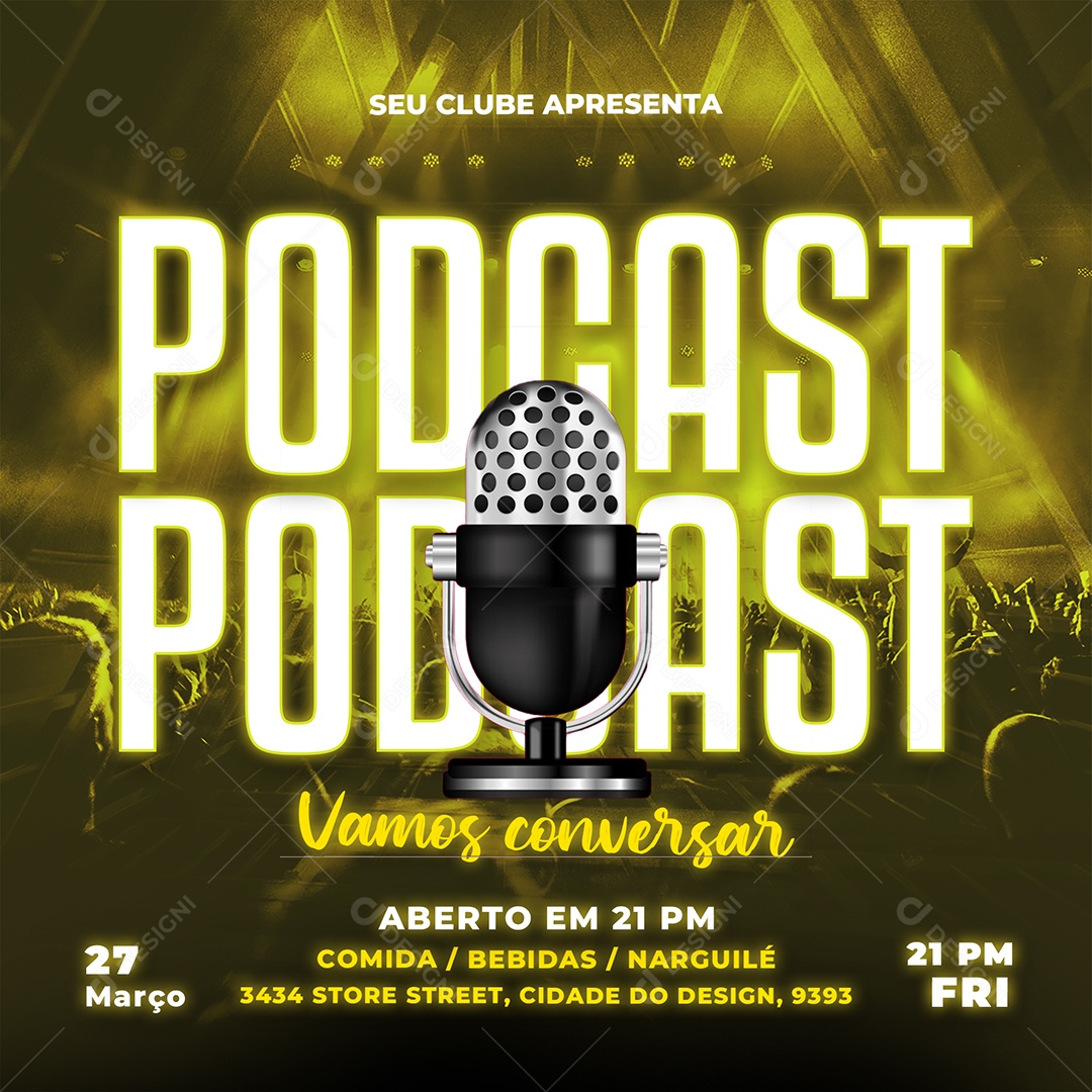 Podcast Vamos Conersar Social Media PSD Editável