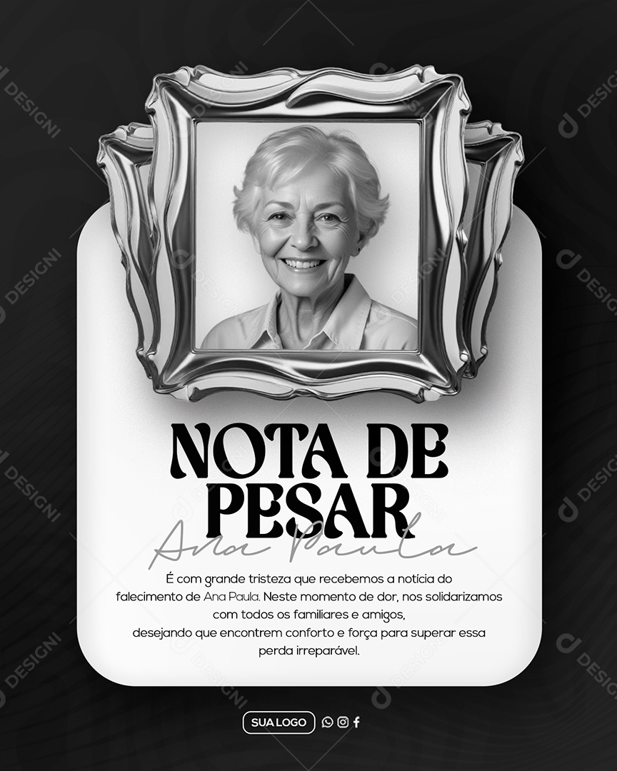 Nota de Pesar Ana Paula Social Media PSD Editável