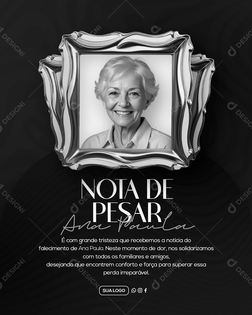 Nota de Pesar Social Media PSD Editável