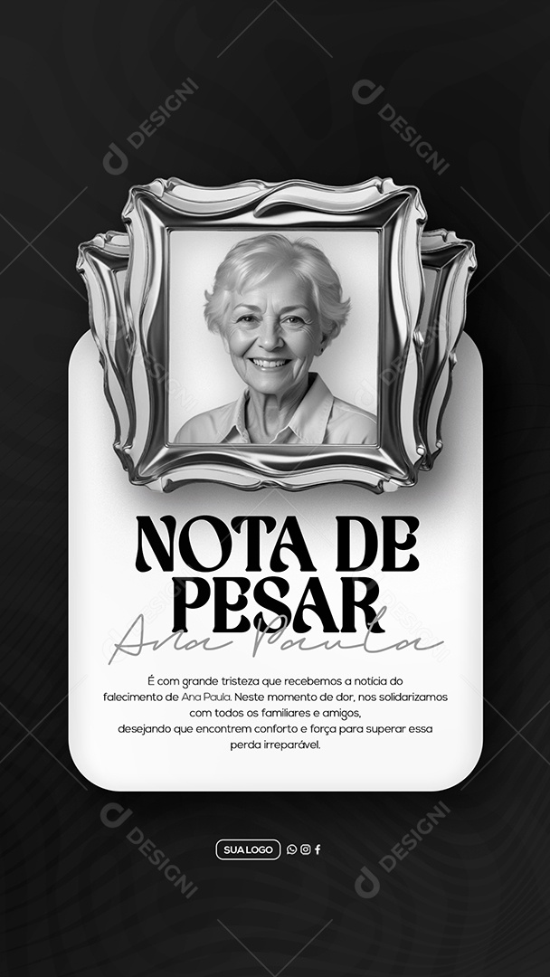 Story Nota de Pesar Social Media PSD Editável