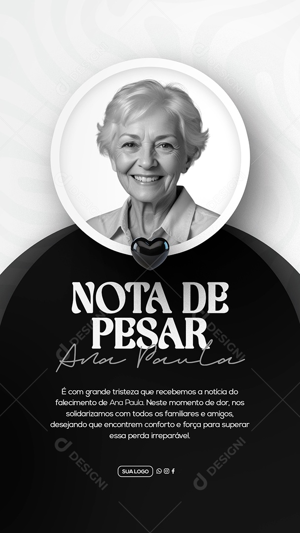 Story Nota de Pesar Ana Social Media PSD Editável