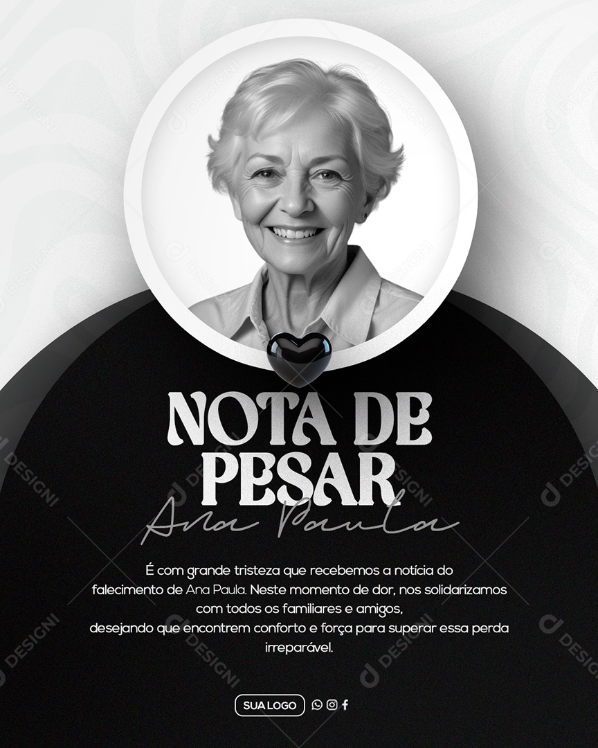 Story Nota de Pesar Ana Paula Social Media PSD Editável