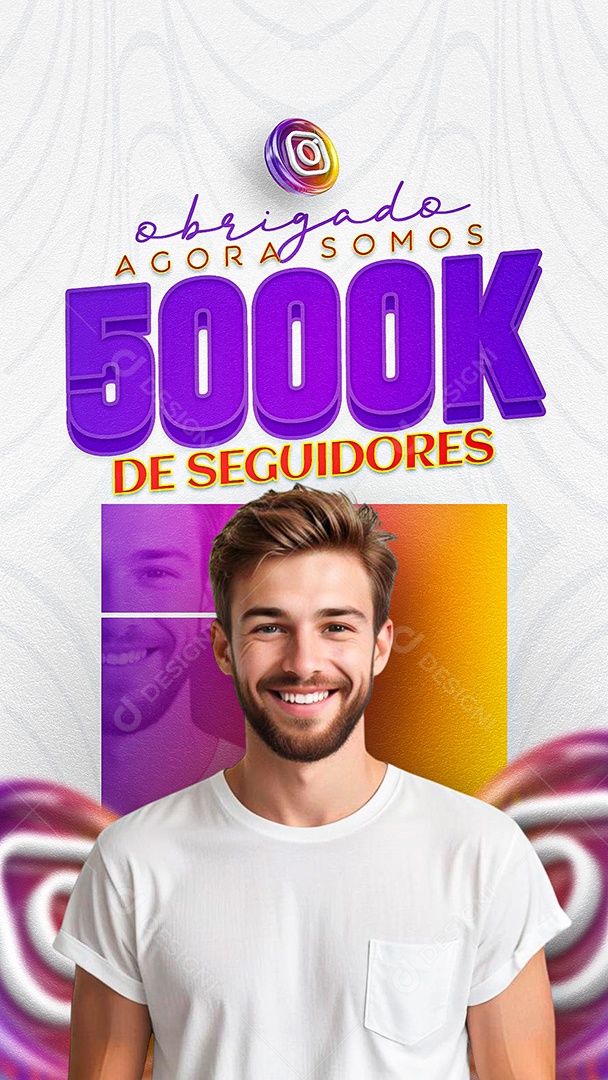 Story Obrigado Agora Somos 5000K de Seguidores Social Media PSD Editável