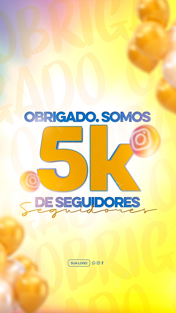 Story Obrigado Somos 5K de Seguidores Social Media PSD Editável