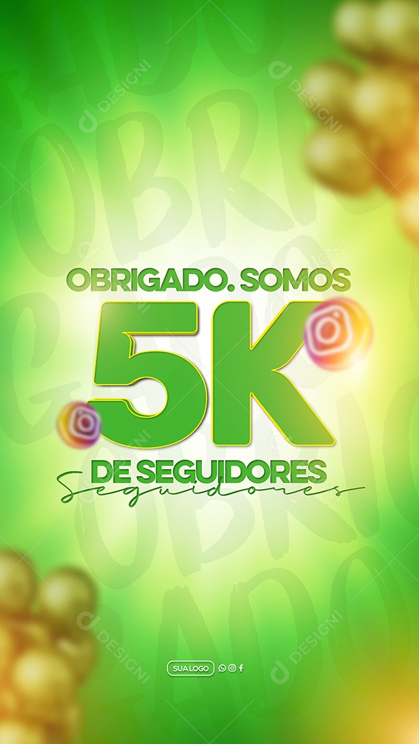 Story Obrigado Somos 5K de Seguidores Social Media PSD Editável