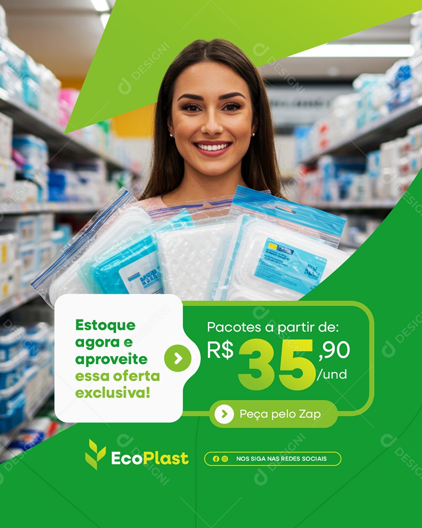 Empresa Plástico Embalagens Estoque Agora Pacotes Social Media PSD Editável