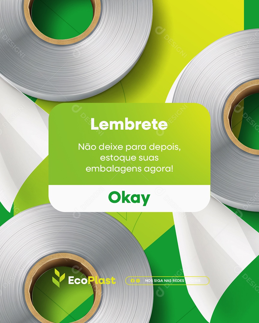 Empresa Plástico Embalagens Lembrete Okay Social Media PSD Editável