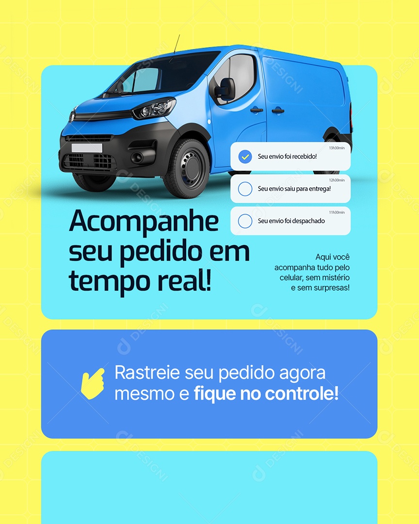 Transportadora Acompanhe seu Pedido em Tempo Real Social Media PSD Editável