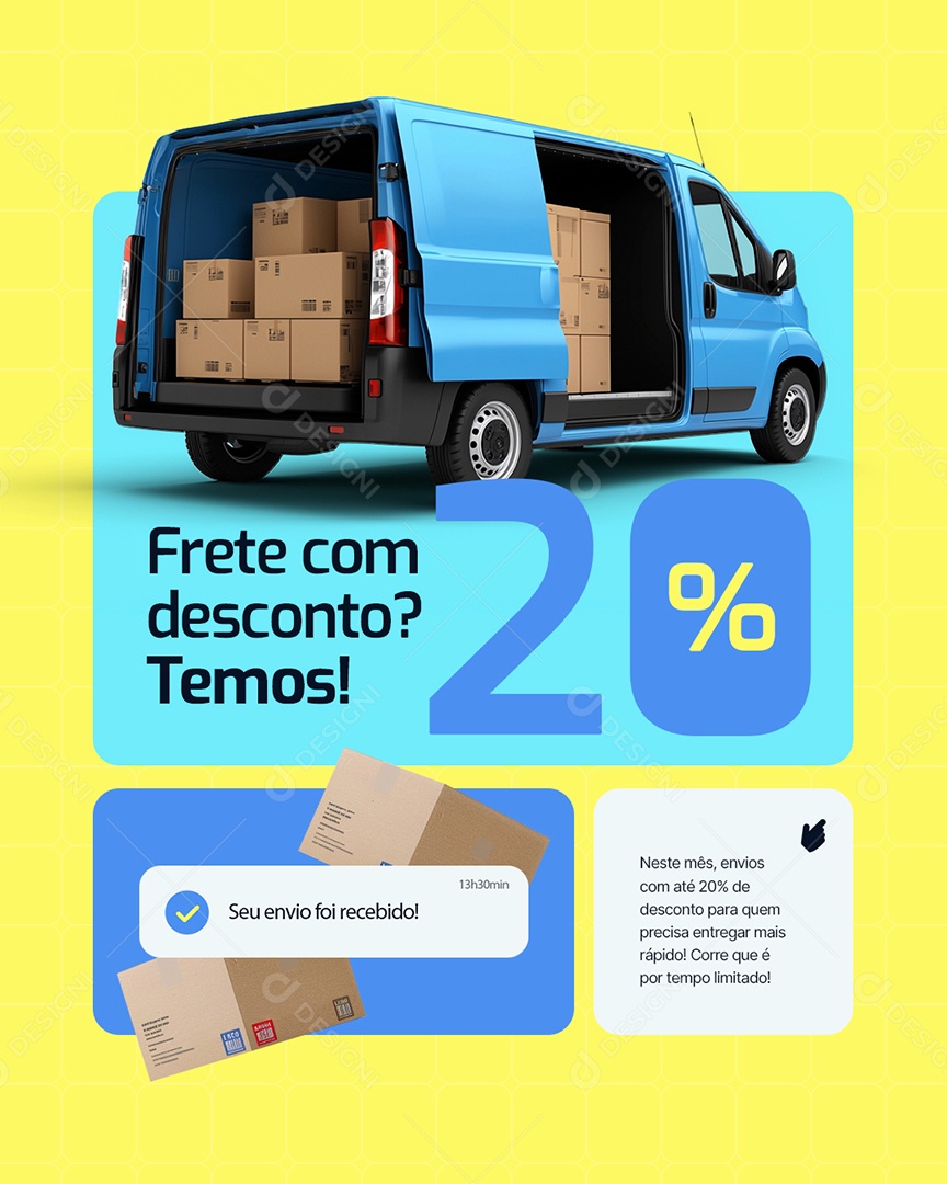Transportadora Frete com Desconto Temos Social Media PSD Editável