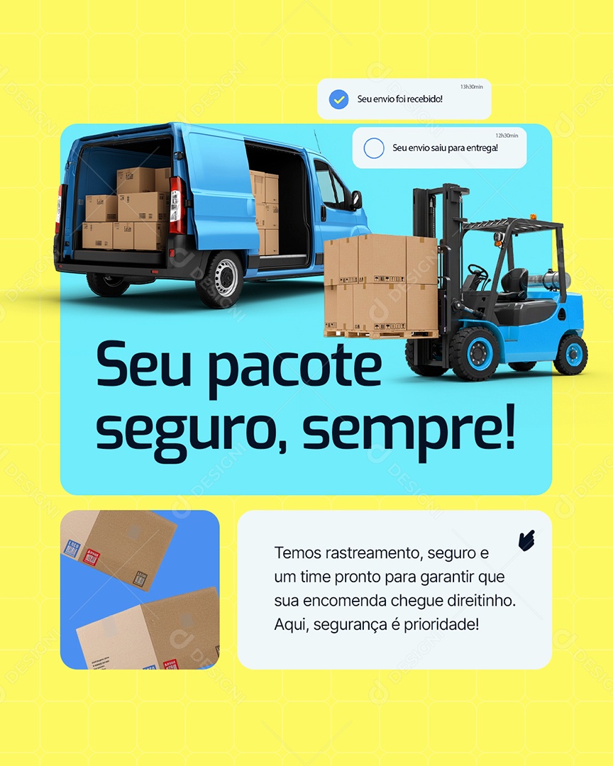 Transportadora Seu Pacote Seguro Sempre Social Media PSD Editável