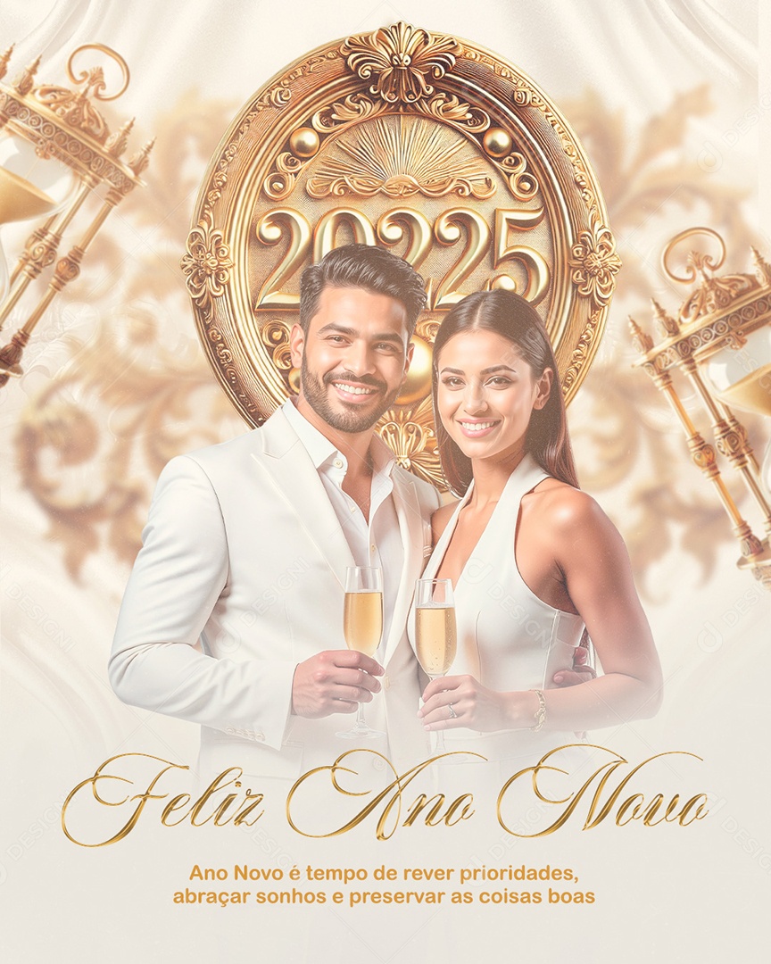 Feliz Ano Novo 01 de Janeiro Social Media PSD Editável