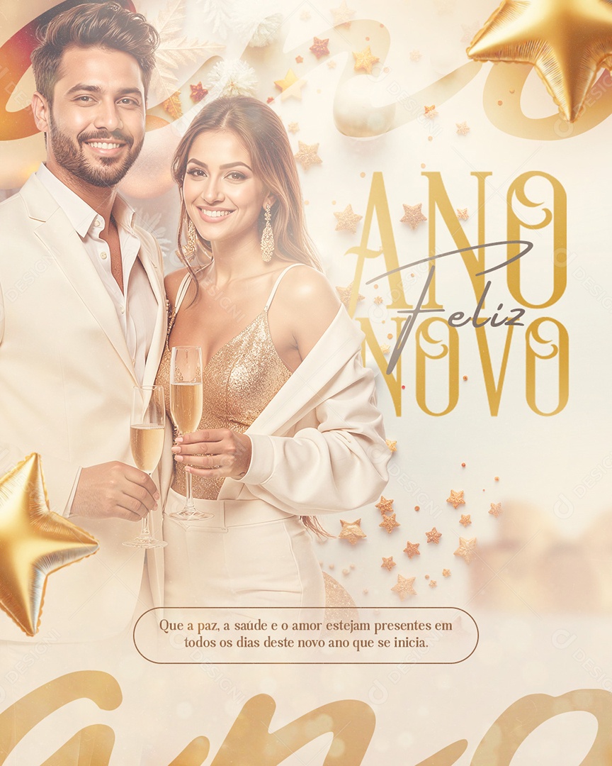 Feliz Ano Novo 01 de Janeiro Social Media PSD Editável