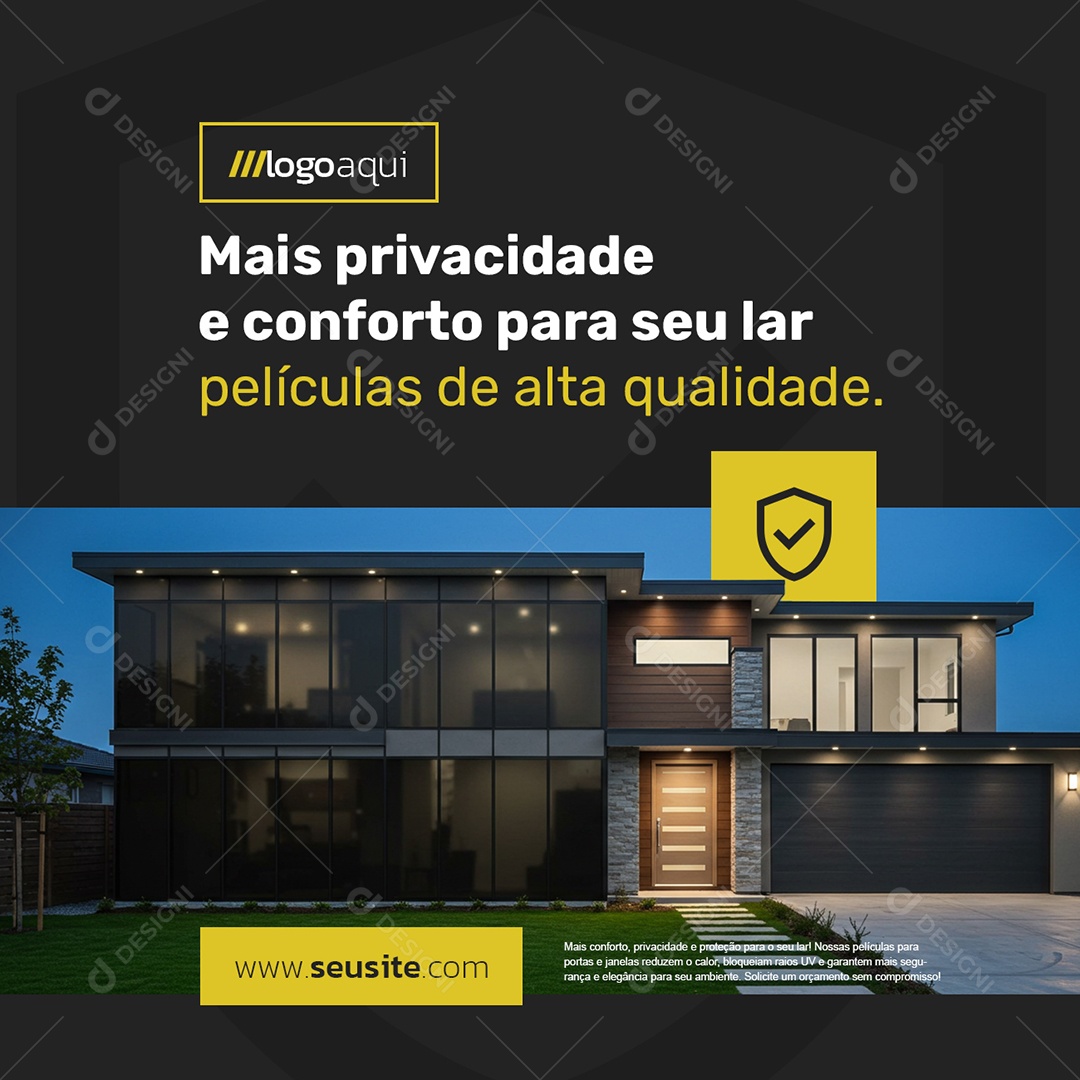 Película Residencial Mais Privacidade e Conforto para Seu Lar Social Media PSD Editável