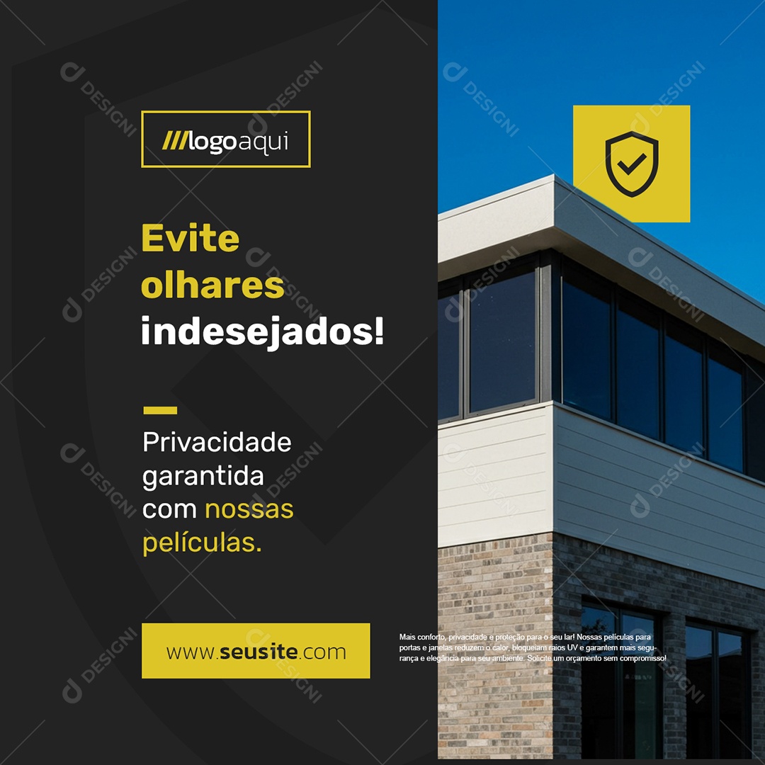 Película Residencial Evite Olhares Indesejados Social Media PSD Editável