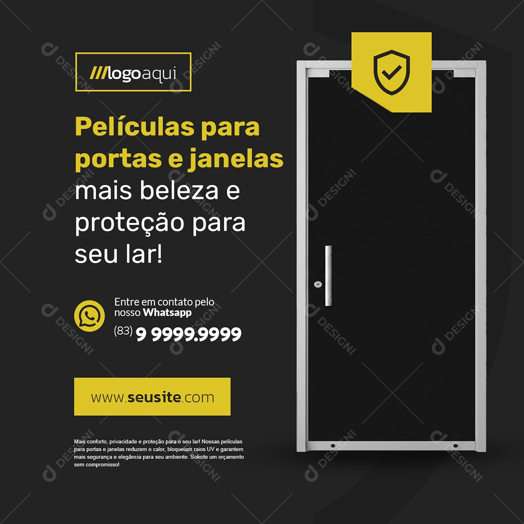 Película Residencial Películas para Portas e Janelas Social Media PSD Editável