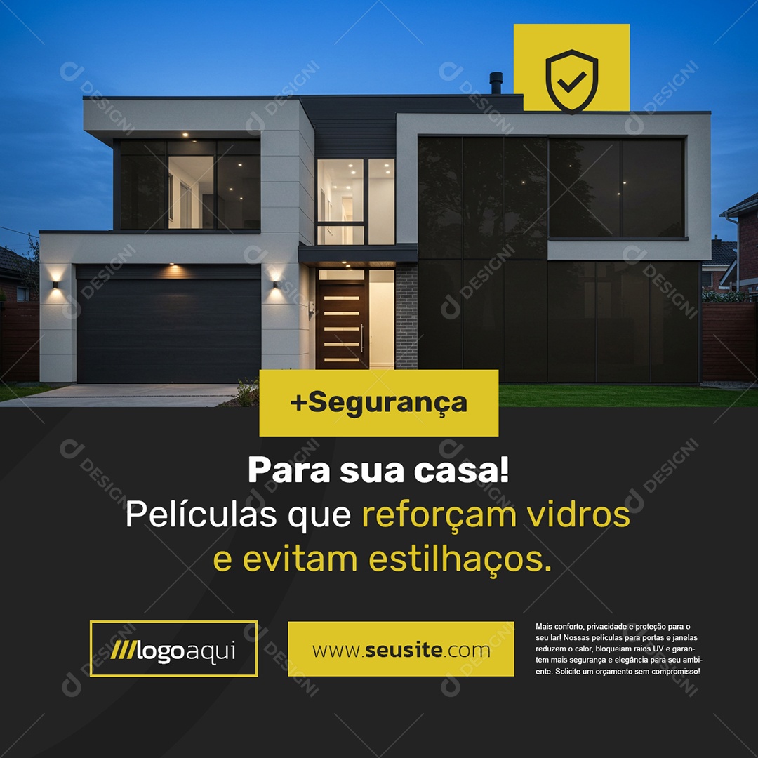 Película Residencial Mais Segurança para Sua Casa Social Media PSD Editável