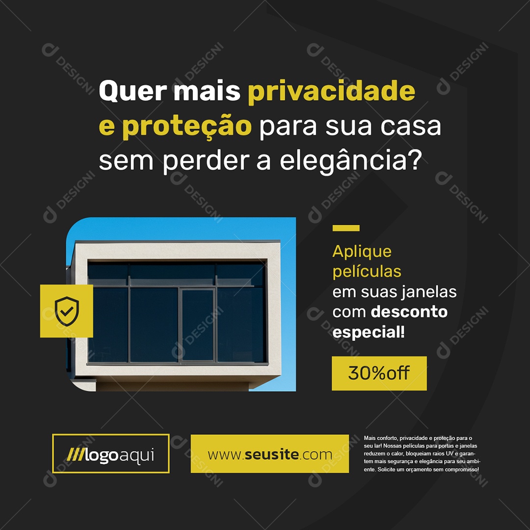 Película Residencial Quer Mais Privacidade e Proteção Social Media PSD Editável