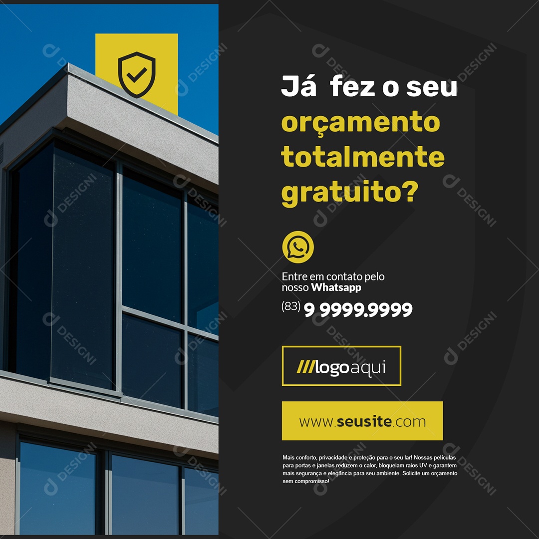 Película Residencial Já Fez o Seu Orçamento Totalmente Gratuito Social Media PSD Editável