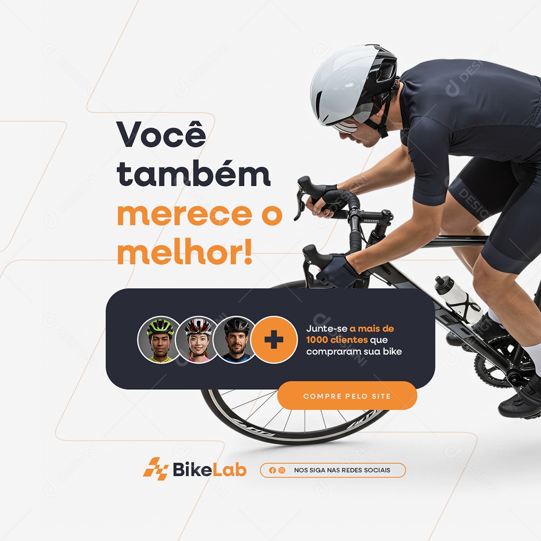 Bicicletaria Você Também Merece o Melhor Social Media PSD Editável