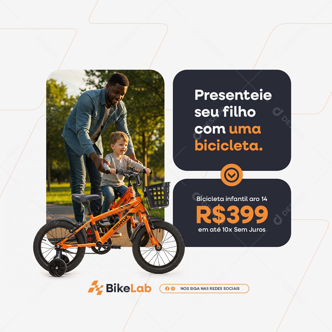 Bicicletaria Presenteie seu Filho com Uma Bicicleta Social Media PSD Editável