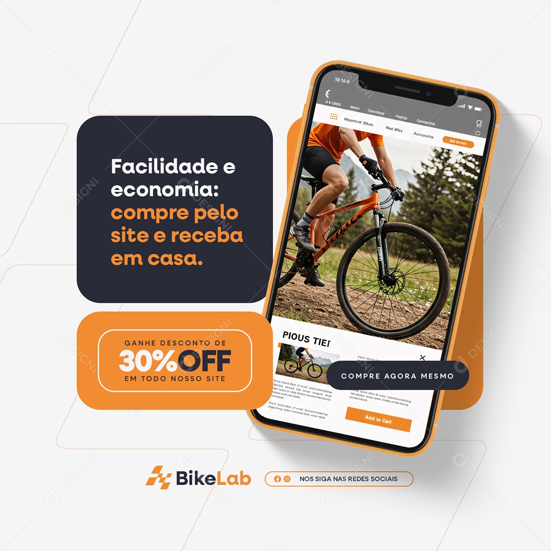 Bicicletaria Facilidade e Economia Social Media PSD Editável