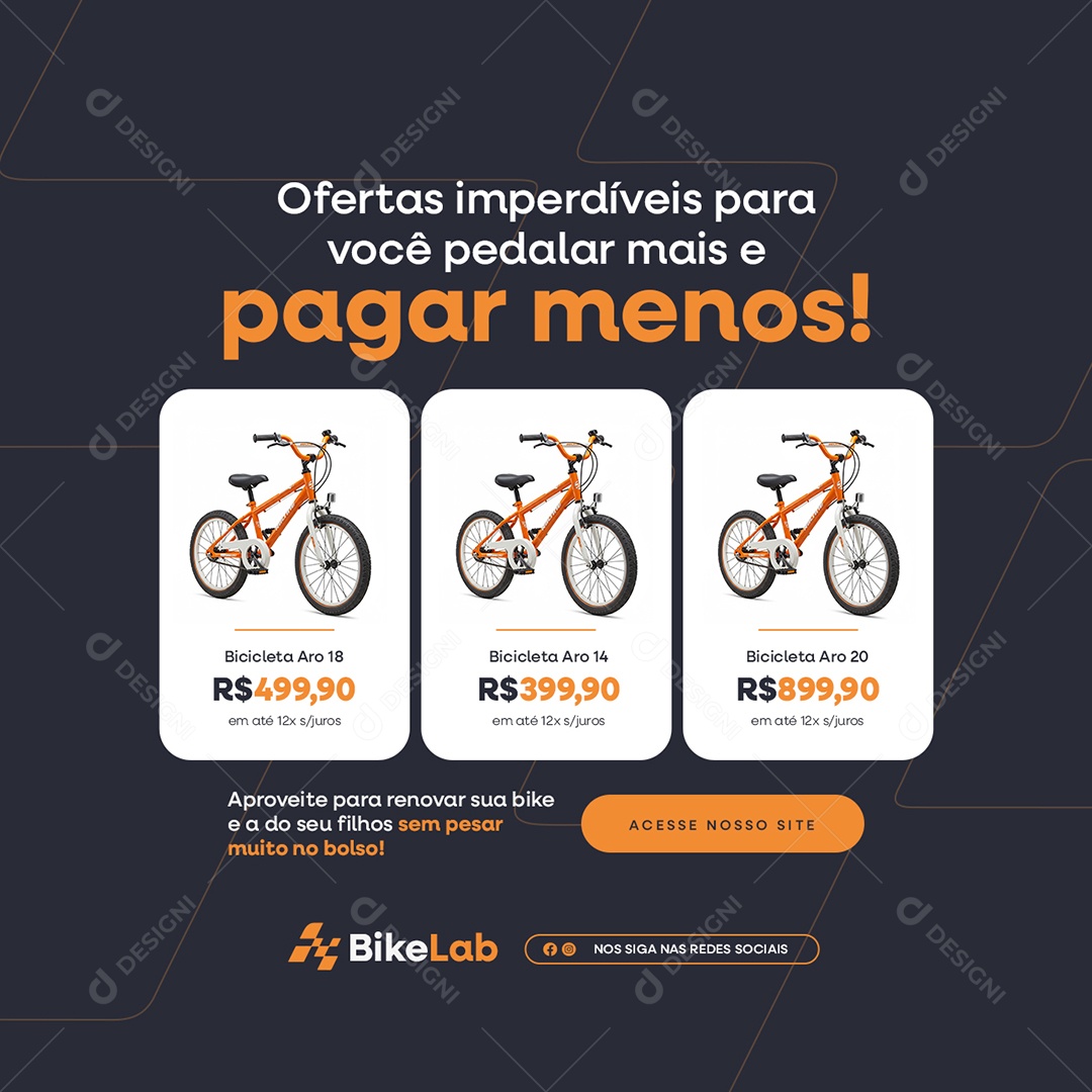 Bicicletaria Ofertas Imperdíveis Bicicleta Aro Social Media PSD Editável