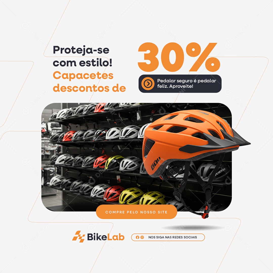 Bicicletaria Proteja Se com Estilo Social Media PSD Editável
