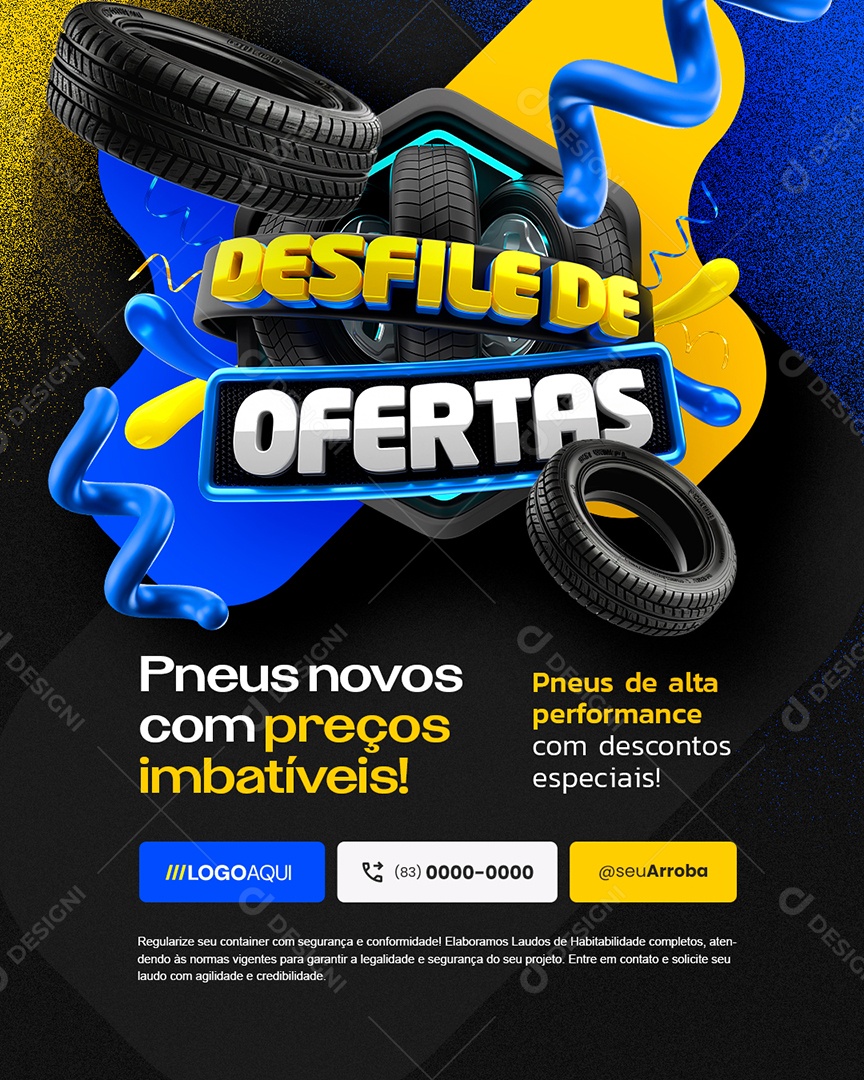 Loja de Pneus Desfile De Ofertas Pneus de Alta Performance Social Media PSD Editável