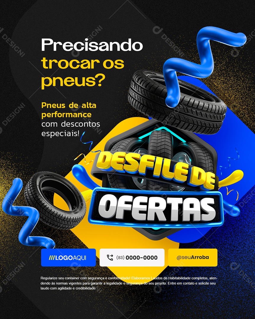 Loja de Pneus Desfile De Ofertas Precisando Trocar os Pneus Social Media PSD Editável