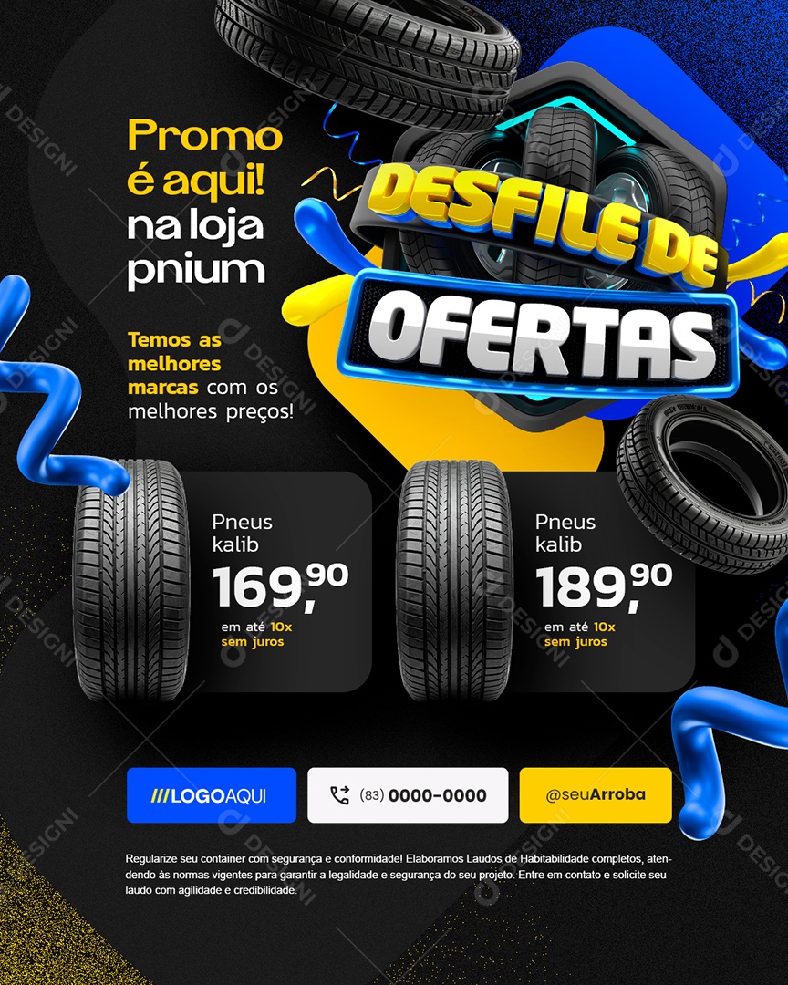 Loja de Pneus Desfile De Ofertas Promo é Aqui Social Media PSD Editável
