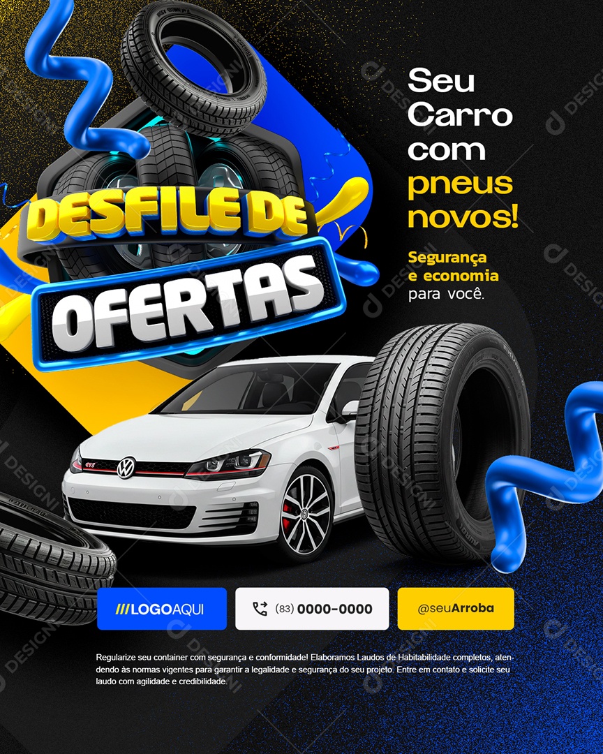 Loja de Pneus Desfile De Ofertas Seu Carro com Pneus Novos Social Media PSD Editável