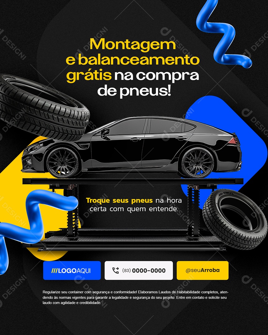 Loja de Pneus Desfile De Ofertas Montagem e Balanceamento Social Media PSD Editável