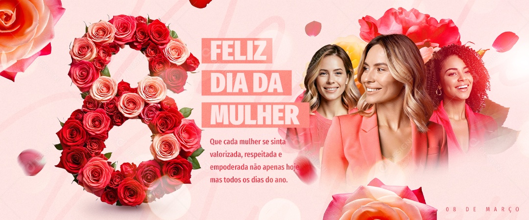 Banner Dia Internacional Das Mulheres 08 de Março Social Media PSD Editável