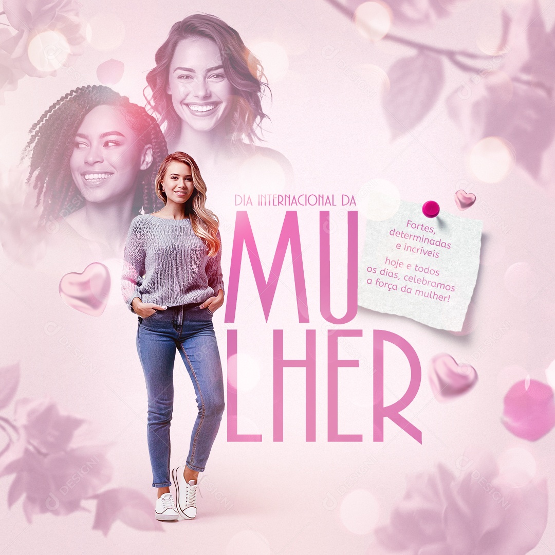 Feliz Dia Da Mulher 08 de Março Social Media PSD Editável