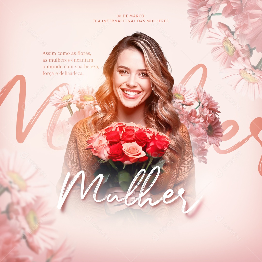 Feliz Dia Da Mulher 08 de Março Social Media PSD Editável