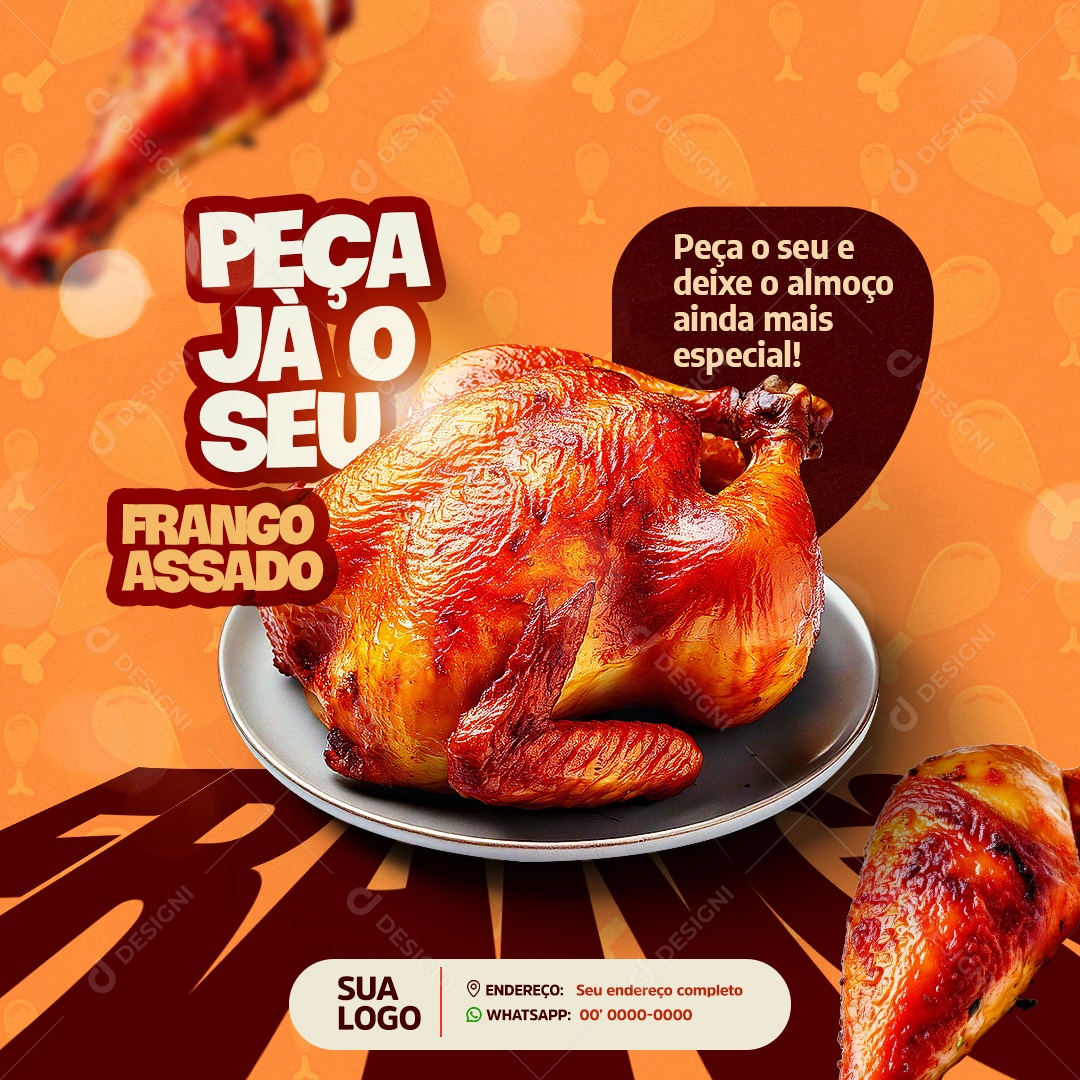 Restaurante Peça o Seu Frango Assado Social Media PSD Editável