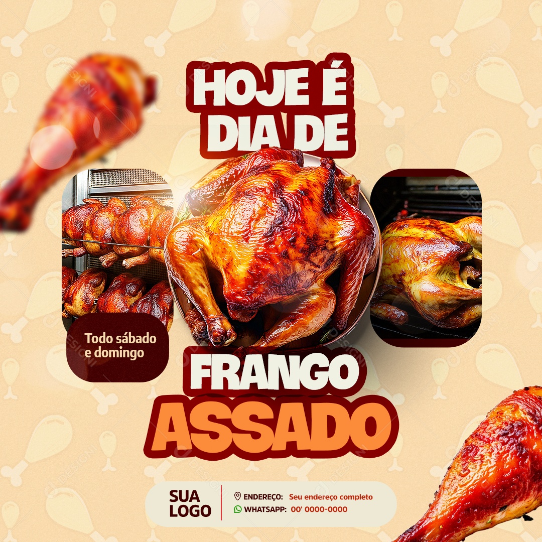 Restaurante Hoje é Dia de Frango Assado Social Media PSD Editável